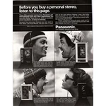 Panasonic Pocket Stereo Cassette Players RX-S35 RQ-J7 RX-1930 1984 Ad AF8-4. Fixed Price $13.50.