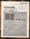 Toshiba KT-AS2 Cassette Player Service Manual *original*. Fixed Price $19.97.