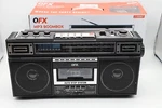 Qfx J220BT Rerun Cassette Player Boombox With 4-BAND Radio, MP3 Converter. Fixed Price $39.59.