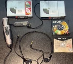 Lot 2X Sony Portable Minidisc Recorder MZ-R37 W/ MDR-A34 ECM-MS907 RM-MZR37. Fixed Price $600.00.