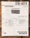 Sony CFM-145TV Radio Cassette Service Manual *original*. Fixed Price $14.97.