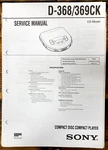 Sony D-368 D-369CK Cd Player / Discman Service Manual *original*. Fixed Price $19.97.