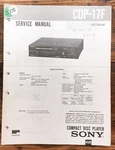Sony CDP-17F Player Service Manual *original*. Fixed Price $14.97.