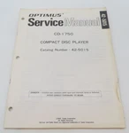 Optimus Service Manual CD-1750 Compact Disc Player Catalog No. 42-5015 Vintage. Fixed Price $19.88.